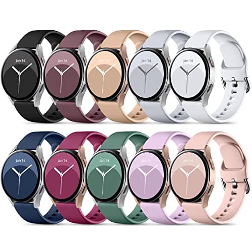 DaQin 10 Pack Bands Compatible with Samsung Galaxy Watch 7/6/5/4 40mm 44mm/Watch 6 Classic 43mm 47mm/Watch 5 Pro 45mm/Watch 4 Classic/Active 2 Band, 20mm Soft Silicone Sport Strap Wristbands Women Men - Image 1