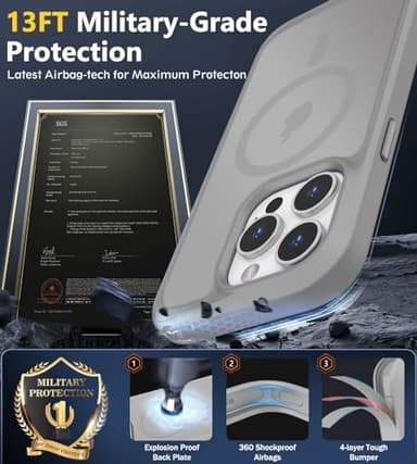 BossKiss Compatible with iPhone 15 Pro Case, [Compatible with Magsafe] [Screen+Camera Protector] Magnetic Translucent Matte Women Men Girl Protective Cover for iPhone 15 Pro 6.1", Titanium Gray - Image 4