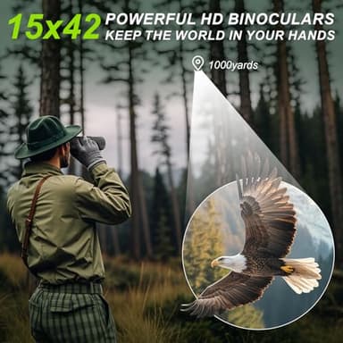 15x42 Binoculars for Adults High Powered - Occer HD Lightweight Travel Hunting Binoculars with Clear Low Light Vision for Bird Watching, Whale Watching, Camping -Green - Image 5