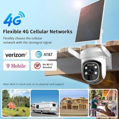 HUEVUE 4G LTE Cellular Security Camera Wireless Outdoor, 2K No WiFi Security Cellular Camera Solar Powered with Color Night Vision, PIR Motion Sensor AI Tracking for Farm/RV - Image 2