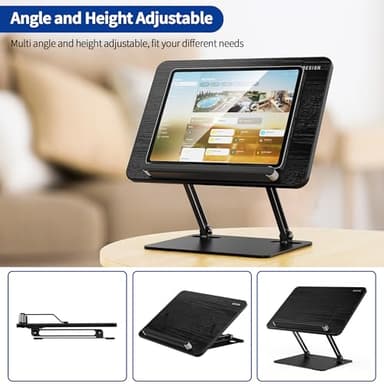 BESIGN BS01 Book Stand for Reading, Adjustable Book Holder, Ergonomic Laptop Stand with Elastic Page Clips for Music Scores, Recipe, Tablet, Laptop (Black) - Image 5
