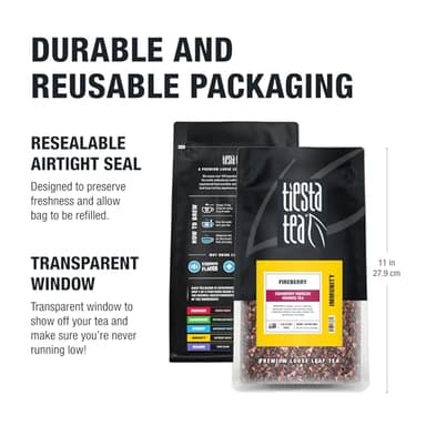 Tiesta Tea - Cranberry Hibiscus Rooibos Tea, Fireberry, Loose Leaf, Herbal Blend with Hibiscus, Cranberry, Currants, Rooibos, Enjoy Hot or Iced, 200 Cups in Resealable Pouch, 16 Ounce - Image 8