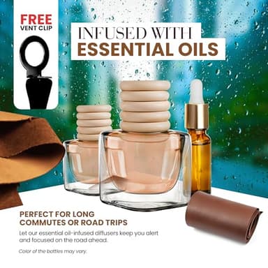 Deep Leather Car Air Freshener for Men | Pack of 2 Long Lasting Automotive Air Freshener | Odor Eliminator Car Perfume with Essential Oils | Car Air Freshener Vent Clip by Perfa - Image 4