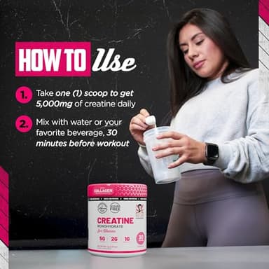 Old School Labs Creatine for Women Post-Workout Supplement - 5000mg Creatine, 2000mg Hydrolyzed Bovine Collagen & BCAA 2:1:1 for Lean Muscle Growth, Fast Recovery & Stamina - 30 Servings - Image 7