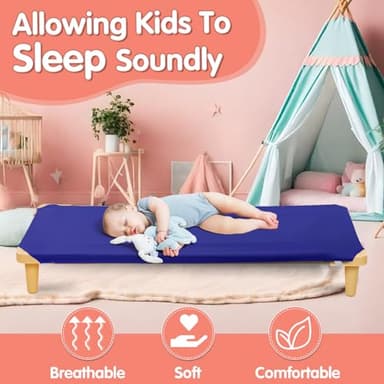 RowinsyDD 10 Pcs Cot Sheets for Daycare, 23"" X 51"", Blue Daycare Cot Size Sheet with Corner Elastic Loops for Child Boys Girls, Daycare Essentials for Toddler and Preschool, Breathable Microfiber - Image 5