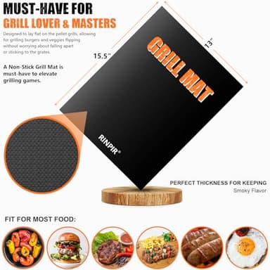 RINPIR 31pcs BBQ Grill Accessories Set for Men Dad, Heavy Duty Grilling Tools Gifts for Fathers Day, Stainless Steel BBQ Utensils Kit with Mats, Grill Brush in Carrying Bag Brown - Image 4