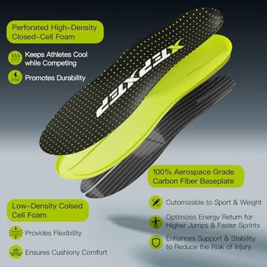 2025 Sport Carbon Fiber Performance Insoles –Customized Inserts, Non-Cleated Shoes–Basketball, Volleyball, Racquet Sports, Running & More–Run Faster, Jump Higher, Recover Quicker, Protect from Injury - Image 3