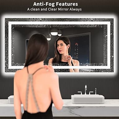LOAAO 55X30 LED Bathroom Mirror with Lights, Anti-Fog, Dimmable, Backlit + Front Lit, Lighted Bathroom Vanity Mirror for Wall, Shatter-Proof, Memory Function, ETL Listed - Image 2