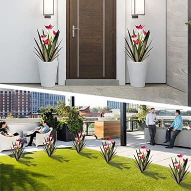 Homight Metal Agave Plant Outdoor Decoration Outdoor Garden Decoration Lily Mexican Yard Art Plant Garden Agave Lily Decorative Garden Gift (3 Big Red Lilies), HM-390-345 - Image 4