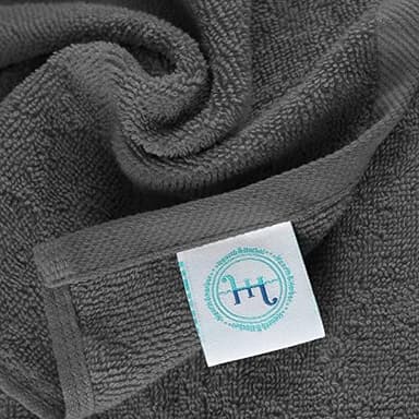 Hearth & Harbor Washcloths 12 Pack - 100% Cotton Washcloth for Body and face, High Absorbent and Soft 13"x13" Body Wash Cloth, Quick Dry - Dark Grey Washcloths - Image 5