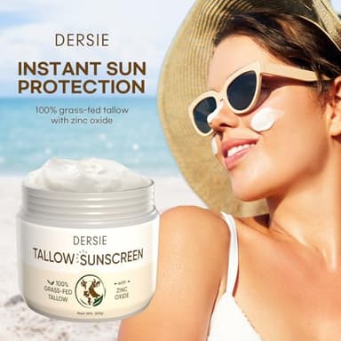 Beef Tallow Sunscreen with Zinc Oxide: Tallow & Zinc Oxide Instant Sun Protection - Non Greasy Formula with Beeswax, Red Raspberry, Carrot Oil - Suitable for Dry and Sensitive Skin - Fresh Scent - Image 2