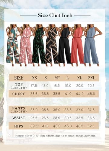 IWOLLENCE Women's Summer 2 Piece Outfits Set Round neck Sleeveless Tank Crop Top Wide Leg pants Set Pockets Jumpsuits Wine Red XX-Large - Image 5