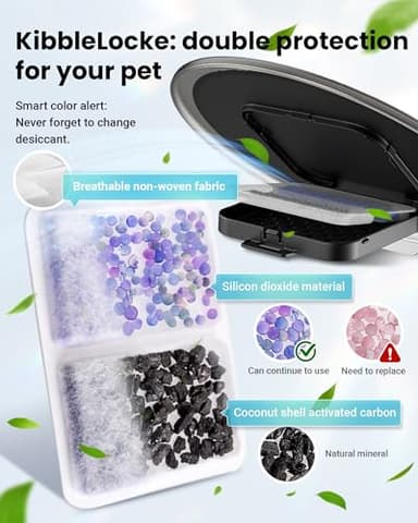 Vacqueen Automatic Cat Feeder for 3 Cats, 6L/25 Cups Smart WiFi Pet Feeder, Strong Anti-Jam System, Dual-Effect Desiccant Cat Food Dispenser, with 10S Voice Recorder for Cats and Small Dog(Black) - Image 4
