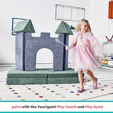 Yourigami Kids and Toddler Play Castle, Playroom Couch Add-On Set, Durable Modular Design, Blue Lagoon - Image 5