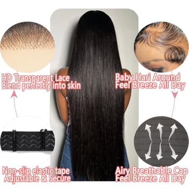 KUKAO 30 Inch Straight 13x6 Lace Front Wigs Human Hair Pre Plucked HD Transparent Glueless Wig Human Hair 180 Density Lace Front Wigs with Baby Hair Lace Frontal Wigs for Black Women - Image 3