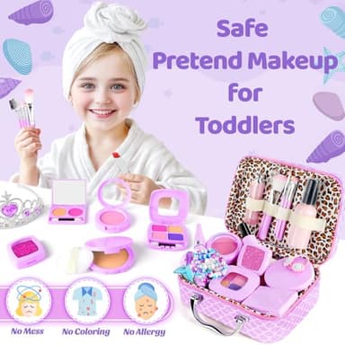 INNOCHEER Pretend Makeup for Toddlers Toys, Fake Makeup Mermaid Toys for Girls Purse, Toddler Makeup Kit Pretend Play Makeup Toys, Toy Mermaid Makeup for Kids, Gifts Toys for 3 4 5 6 7+ Year Old Girls - Image 6
