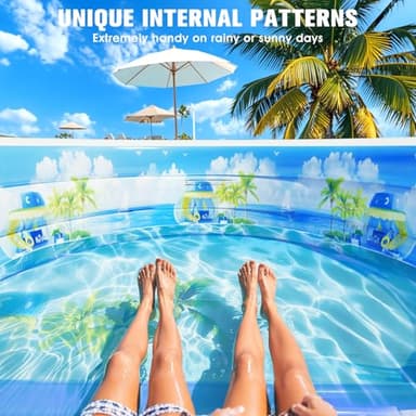 2025 Upgraded Inflatable Pool with Canopy, Inflatable Family Lounge Pool, Round Blow Up Pool for Adult with Bench & Backrest, Swim Center Easy Backyard Pools for Kids & Adults, 90"x90"x80", Blue - Image 3