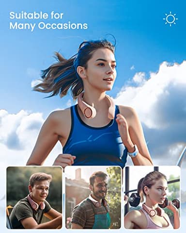 Gaiatop Portable Neck Fan Rechargeable, Hands-Free 360° Cooling, 17hrs Runtime, Battery Powered Personal Wearable Fan, Summer Outdoor Travel Essentials, Birthday Gifts for Women Mom Girls, Pink - Image 6