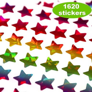 1620 Holographic Rainbow Small Star Stickers for Kids Reward, Behavior Chart, Student Planner and School Classroom Teacher Supplies, 0.6" Diameter - Image 4