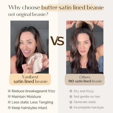 YANIBEST Satin Lined Beanie for Women Reduce Frizz Winter Hats for Women Men Silk Lining Soft Slouchy Warm Cuffed Less Static - Image 2