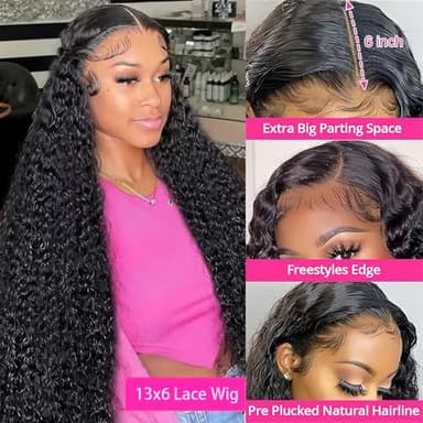 Nervoss 30 Inch Deep Wave Lace Front Wigs Human Hair 200% Density 13x6 HD Transparent Deep Curly Lace Front Wigs for Women Pre Plcked Glueless Wigs with Baby Hair - Image 2