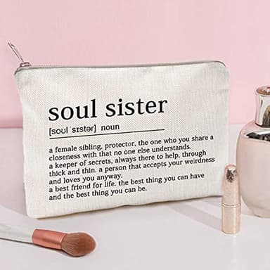 Soul Sister Makeup Case Gifts for Sister Cosmetic Bag Best Friend Toiletry Bag Gift Motivation Quotes Sister Birthday Gift (Soul Sister) - Image 2