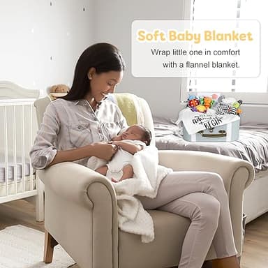 iAOVUEBY Baby Gift Set, Baby Shower Gifts, Black and White High Contrast Baby Toys 0-6 Months for Newborn Essentials Infant Rattle Socks Elephant Toys Blanket Onesies Baby Gift Basket for Girls Boys - Image 5