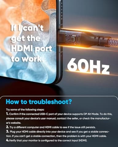 Highwings USB C to HDMI Adapter (4K@60Hz), USB Type C to HDMI Cable Adapter [High Speed, Thunderbolt 3/4 Ports], Compatible for iPhone 15/16 Pro/Max, MacBook Pro/Air, iPad, iMac and More - Image 7
