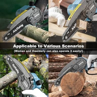 NaTiddy Mini Chainsaw Cordless,6 Inch Electric Chainsaw Cordless with Auto Oiler,Powerful Handheld Battery Chainsaw for Wood Cutting, Tree Trimming (Included 2 Batteries, 2 Chains) - Image 7