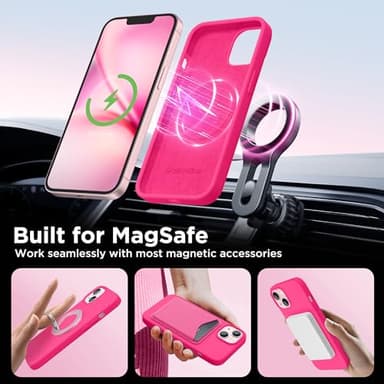 GolbinBox Magnetic for iPhone 13 Case & iPhone 14 Case, Compatible with MagSafe, [Soft Anti-Scratch Microfiber Lining], Slim Liquid Silicone Shockproof Protective Phone Case 6.1 inch, Hot Pink - Image 4