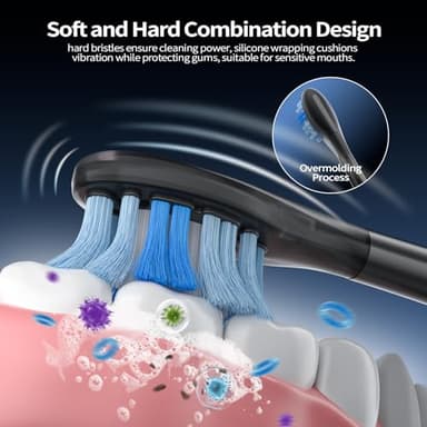 OasiSmile Sonic Electric Toothbrush for Adults with LED Display - 38400 VPM Deep Clean, 6 Brush Heads & 45-Day Battery Life, IPX7 Waterproof, 4 Modes Rechargeable Toothbrush for Home/Travel - Image 2