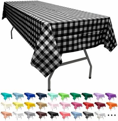 PARTY ULYJA Black Gingham Checkered 2 Pack Plastic Tablecloth Rectangle 54 x 108 Inches Disposable Onyx Buffalo Plaid Sturdy Table Covers for Dining, Birthday, Wedding, Picnic, Event and Outdoor Use - Image 3