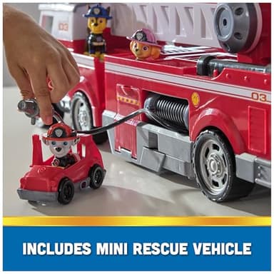 PAW Patrol Ultimate Rescue Fire Truck with 2 Ft. Ladder, Lights, Sounds, a Mini Toy Car, Chase, Marshall & Skye Figures, Toys for Boys & Girls Ages 3+ - Image 8