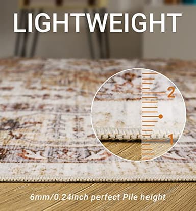 befbee 2.6'x8'Non Slip Runner Rugs - Runners for hallways, Kitchen,Entryway,Stain Resistant Washable Rugs for Bedroom, Indoor Vintage Area Rugs (Turmeric/Grey,2.6'x8') - Image 4