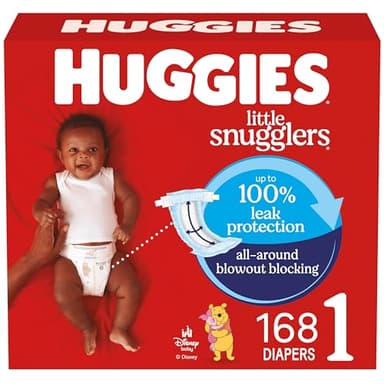 Huggies Size 1 Diapers, Little Snugglers Baby Diapers, Size 1 (8-14 lbs), 168 Count, Packaging May Vary - Image 1