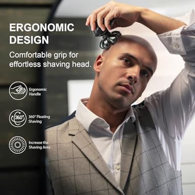 Head Shavers for Bald Men, Detachable Head Shaver, IPX7 Waterproof Wet Dry Bald Head Shavers, 7D LED Display Electric Rechargeable Head Shaving Kit with Type-C Charge - Image 2