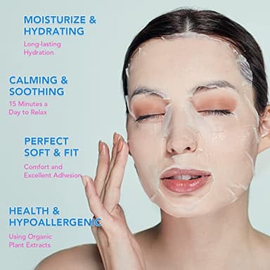 VESPRO Collagen Essence Sheet Facial Masks (48 Pack), Bulk Sheet Masks for Face, Skincare for All Skin Types, Moisturizing and Soothing, Natural Skin Care Spa Face Mask - Image 4