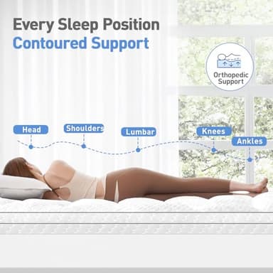 Dual Layer 3 Inch Memory Foam Mattress Topper Queen Size, 2 Inch Cooling Gel Memory Foam Plus 1 Inch Pillow Top Mattress Pad Cover, with 8-21 Inch Deep Pocket - Image 3