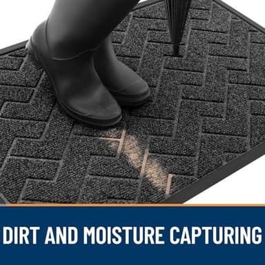 OLANLY Front Door Mat Indoor Outdoor Entrance, Waterproof All-Season, All-Weather Welcome Doormat, Sturdy Natural Rubber, Low Profile, Easy Clean Patio Porch Entryway Outside Floor Mat, 29.5x17, Black - Image 7