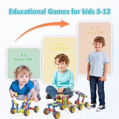 Huaker Stem Building Toys for 3 4 5 6 7 8 Year Old Boys Girls Kids,180 Pieces Building Blocks Educational Learning Toys with Large Storage Box,Ideal Christmas Birthday Gifts - Image 3