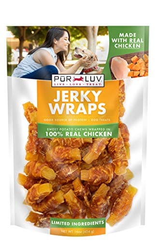 Pur Luv Chicken Wrapped Sweet Potato Dog Treats, Rawhide Free Jerky Wraps, Made with Real Chicken, 16 Oz, Healthy, Easily Digestible, Long Lasting, High Protein Treat, Satisfies Dog's Urge to Chew - Image 1