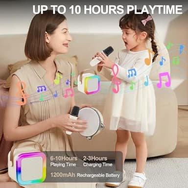 Mini Karaoke Machine for Kids Adults,Portable Bluetooth Speaker, 1-2 Wireless Microphones with Fun Voice Changing Function-Toys for 5 6 7 8 9 10 Year Old Girl Boys Birthday Gifts Ideas - Image 5