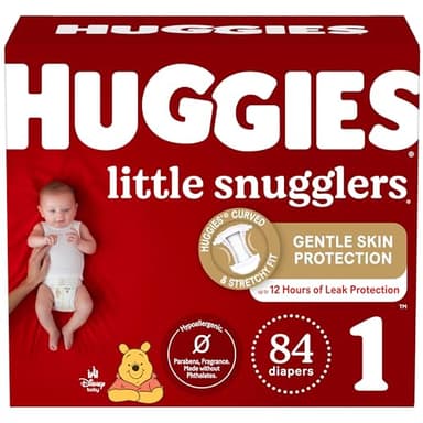 Huggies Little Snugglers Baby Diapers, Size 1 (8-14 lbs), 84 Ct, Newborn Diapers - Image 1