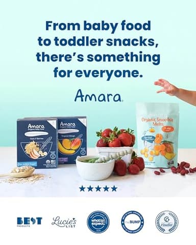 Amara Smoothie Melts - Carrot Raspberry - Baby Snacks Made With Fruits and Vegetables - Healthy Toddler Snacks For Your Kids Lunch Box - Organic Plant Based Yogurt Melts - 6 Resealable Bags - Image 7