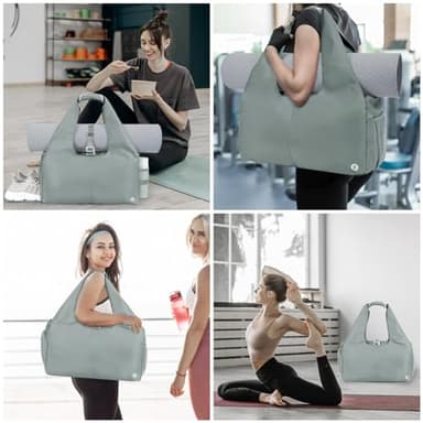 sportsnew Yoga Gym Bags for Women with Shoes Compartment and Wet Dry Storage Pockets with Adjustable Yoga Mat Holder, Grey - Image 6