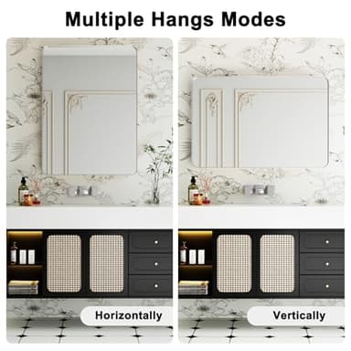 Bathroom Mirrors for Over Sink,2Pcs 24x36Inch Vanity Mirrors for Wall,Silver Metal Frame Rectangle Mirrors for Bathroom, Farmhouse,Restroom,Hangs Horizontally or Vertically - Image 5