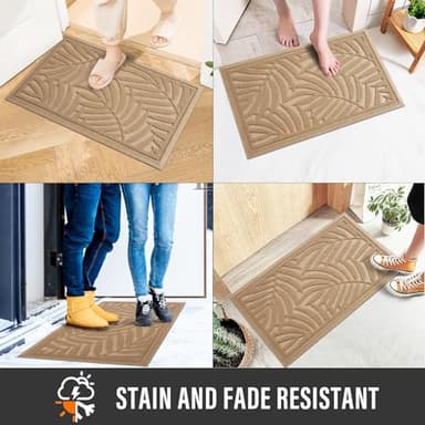 HIYARD Front Door Mat, Absorbent Resist Dirt Welcome Door Mat Indoor Outdoor, Waterproof Doormat, Sturdy Non Slip Backing, Fade Resistant, Low Profile Entry Mat for Entryway, 29×17, Beige - Image 4