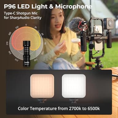 SmallRig All-in-One Universal Quick Release Phone Video Rig Kit Pro, Phone Stabilizer Rig Kit with LED Light Microphone QR Tripod Dual Handles Power Bank Holder, for Creator & Live Streaming - 4704 - Image 7