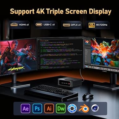 Beelink Mini PC SER5 Max 6800U AMD Ryzen R7 (Up to 4.7GHz) 24GB LPDDR5 500GB PCle4.0 SSD Mini Desktop Computer, 1000Mbps LAN, Wifi6/BT5.2,HDMI/DP/Type-c/4K Triple Display Micro PC - Image 6