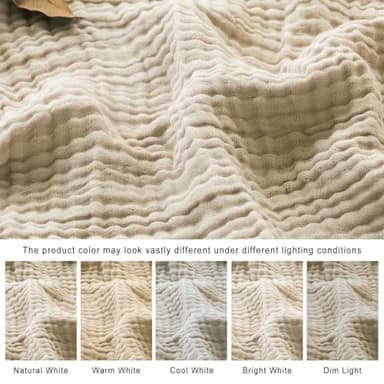 EMME Cotton Throw Blanket Large 50"x70" Gifts for Women 100% Muslin for Couch Breathable Gauze All Season Soft and Lightweight Pre-Washed (Light Tan) - Image 6